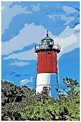 Nauset Lighthouse Tower On a Summer Day - Digital Painting